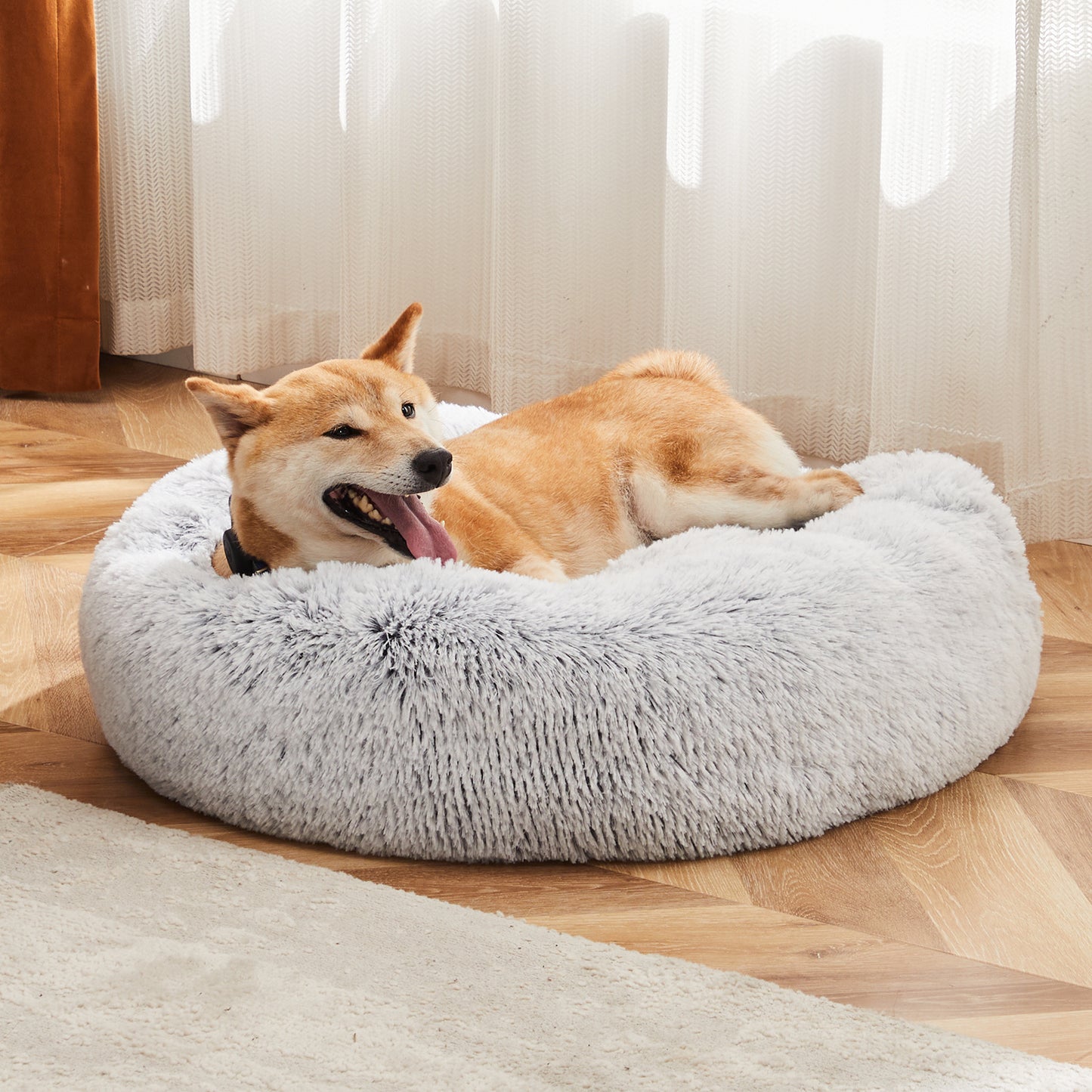 24" Round Fluffy Plush Cat Bed
