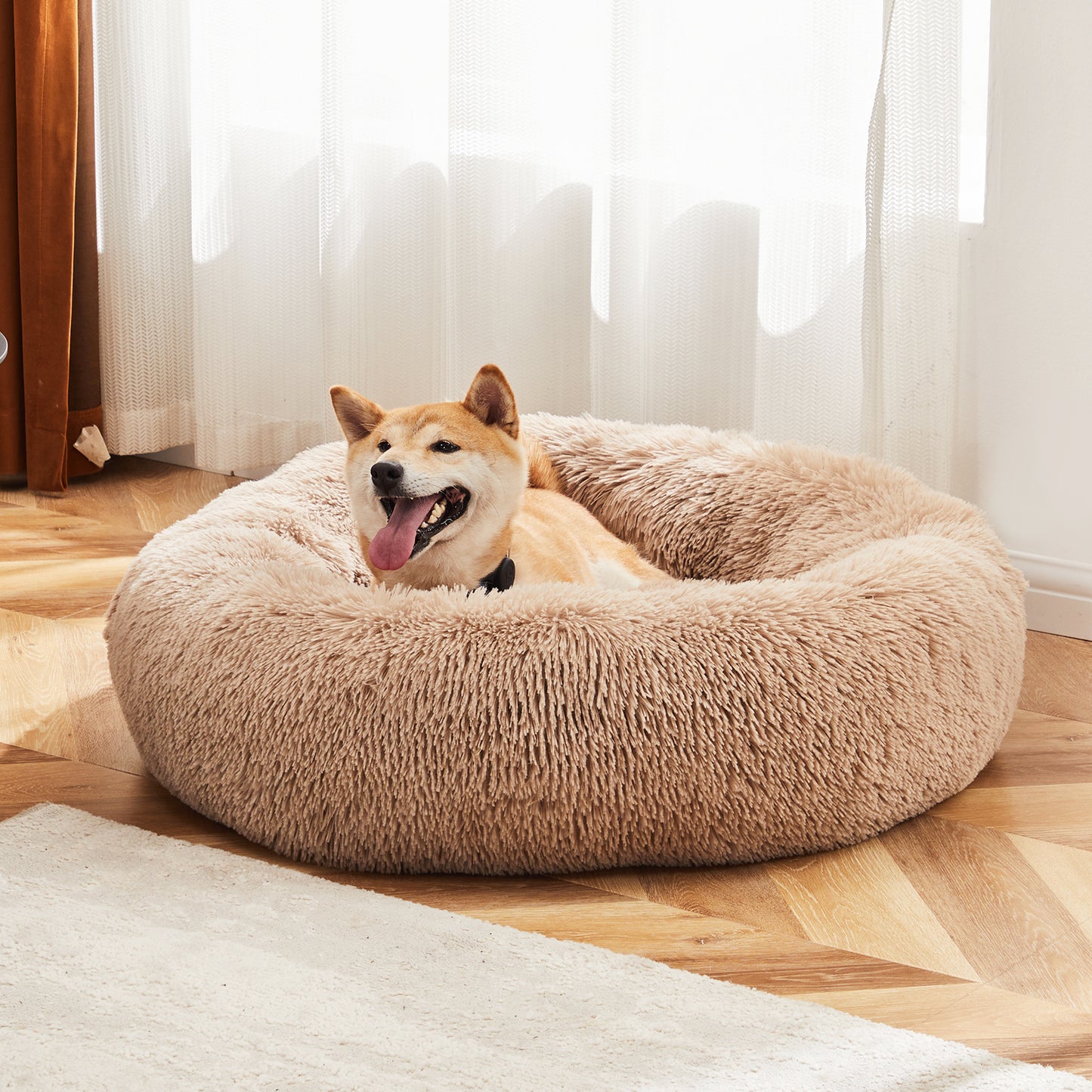 24" Round Fluffy Plush Cat Bed